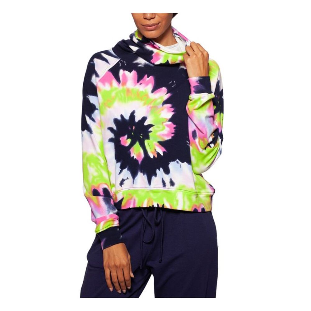 BETSY & ADAM Womens Navy Tie Dye Long Sleeve Crew Neck Top Size: M
